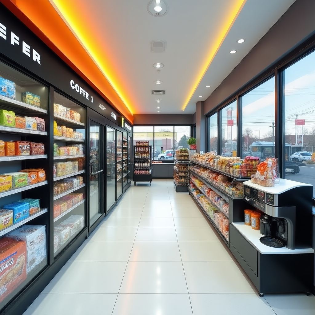 Interior de una tienda de conveniencia 'Punto Austral'