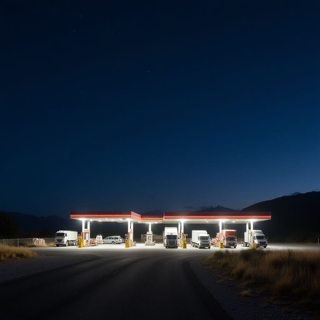 Estación de servicio en una ruta argentina